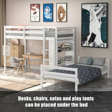 Load image into Gallery viewer, Twin Over Twin Loft Bunk Bed with Bookcase-White