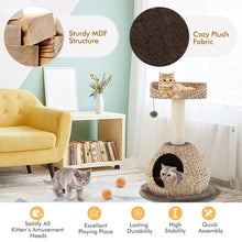 Load image into Gallery viewer, 28 Inches Hand-Made Cat Tree Tower with Jump Platform-Coffee
