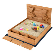 Load image into Gallery viewer, Kids Wooden Square Sandbox with Cover