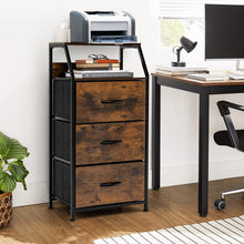 Load image into Gallery viewer, 3 Drawer Storage Organizer Dresser with Wood Top and Sturdy Steel Frame-Rustic Brown