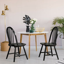 Load image into Gallery viewer, Set of 2 Vintage Windsor Wood Chair with Spindle Back for Dining Room-Black