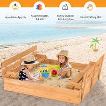 Load image into Gallery viewer, Kids Wooden Sandbox with 2 Foldable Bench Seats