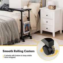 Load image into Gallery viewer, C-shape Sofa Side Table with Storage Basket-Black