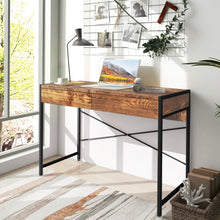 Load image into Gallery viewer, 2-Drawer Home Office Desk with Steel Frame-Rustic Brown
