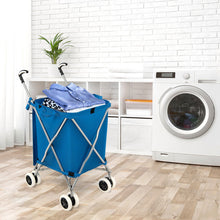 Load image into Gallery viewer, Folding Shopping Utility Cart with Water-Resistant Removable Canvas Bag-Blue