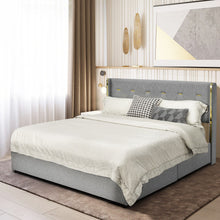 Load image into Gallery viewer, Full/Queen Size Upholstered Bed Frame with 4 Drawers-Silver-Full Size