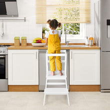 Load image into Gallery viewer, 2-in-1 Multifunctional Toddler Step Stool with Safety Rail-White