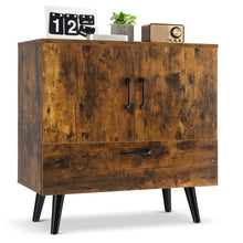 Load image into Gallery viewer, Mid Century Storage Cabinet with 2 Doors and 1 Pull-out Drawer-Rustic Brown