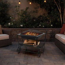 Load image into Gallery viewer, Outdoor Wood Burning Fire Pit with Log Storage Rack and Wheels