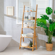 Load image into Gallery viewer, 5-Tier Bamboo Ladder Shelf for Home Use-Natural