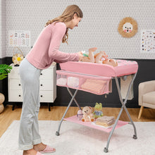 Load image into Gallery viewer, Baby Changing Table with Safety Belt and 4-side Defence-Pink