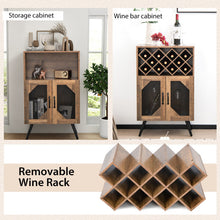 Load image into Gallery viewer, 2-Door Farmhouse Kitchen Storage Bar Cabinet with Wine Rack and Glass Holder-Rustic Brown