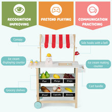 Load image into Gallery viewer, Kids Wooden Ice Cream Cart with Chalkboard and Storage