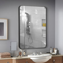 Load image into Gallery viewer, Metal Framed Bathroom Mirror with Rounded Corners-Black