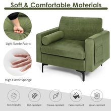 Load image into Gallery viewer, Modern Accent Chair with Bolster and Side Storage Pocket-Army Green