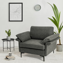 Load image into Gallery viewer, Modern Fabric Accent Armchair with Original Distributed Spring and Armrest Cushions-Gray