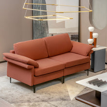 Load image into Gallery viewer, Modern Fabric Loveseat Sofa for with Metal Legs and Armrest Pillows-Rust Red