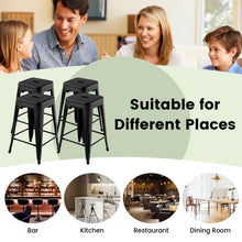 Load image into Gallery viewer, 24 Inch Set of 4 Tolix Style Counter Height Barstool Stackable Chair-Black