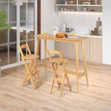 Load image into Gallery viewer, 24 Inch Set of 2 Bamboo Folding Barstools with Footrests and Handles-Natural
