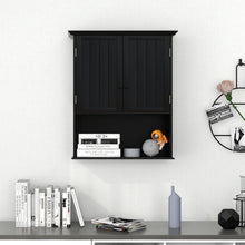 Load image into Gallery viewer, 2-Door Wall Mount Bathroom Storage Cabinet with Open Shelf-Black