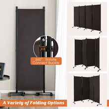 Load image into Gallery viewer, 4-Panel Folding Room Divider 6 Feet Rolling Privacy Screen with Lockable Wheels-Brown