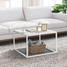 Load image into Gallery viewer, Modern Glass Square Coffee Table with Metal Frame for Living Room-White