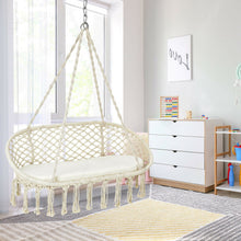 Load image into Gallery viewer, 2 Person Hanging Hammock Chair with Cushion Macrame Swing-Beige
