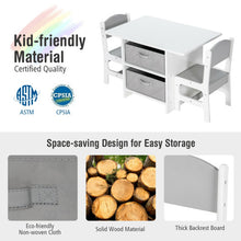 Load image into Gallery viewer, Kids Art Play Wood Table and 2 Chairs Set with Storage Baskets Puzzle