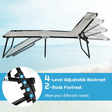 Load image into Gallery viewer, 4 Position Folding Lounge Chaise with Adjustable Backrest and Footrest-Gray