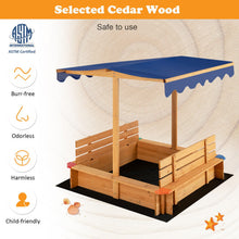Load image into Gallery viewer, Kids Wooden Sandbox with Canopy and 2 Bench Seats