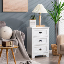 Load image into Gallery viewer, 3 Drawers End Storage Wood Side Nightstand-White