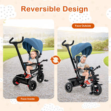 Load image into Gallery viewer, 4-in-1 Baby Tricycle Toddler Trike with Convertible Seat-Blue