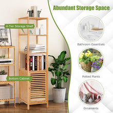 Load image into Gallery viewer, 4 Tiers Slim Bamboo Floor Storage Cabinet with Shutter Door and Anti-Toppling Device-Natural