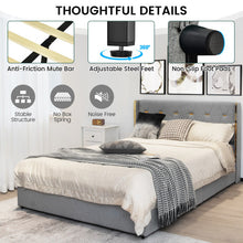 Load image into Gallery viewer, Full/Queen Size Upholstered Bed Frame with 4 Drawers-Silver-Full Size