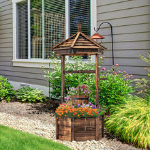 Load image into Gallery viewer, Rustic Wooden Wishing Well with Adjustable Hanging Bucket-Brown