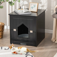 Load image into Gallery viewer, Cat Litter Box Enclosure with Flip Magnetic Half Door-Black