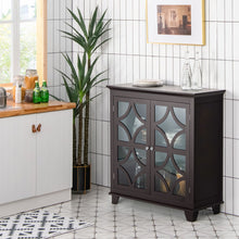 Load image into Gallery viewer, Kitchen Buffet Sideboard with Glass Doors and Adjustable Shelf-Brown