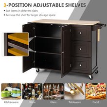 Load image into Gallery viewer, Kitchen Island Trolley Cart Wood with Drop-Leaf Tabletop and Storage Cabinet-Brown