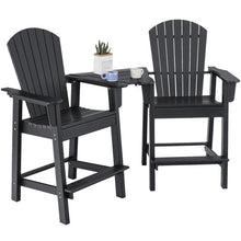 Load image into Gallery viewer, 2 Pieces HDPE Tall Adirondack Chair with Middle Connecting Tray-Black