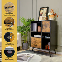 Load image into Gallery viewer, Industrial Buffet Sideboard Kitchen Cupboard with Cubbies Drawers-Rustic Brown