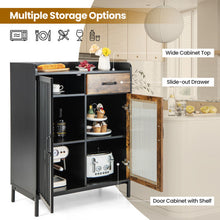 Load image into Gallery viewer, Kitchen Sideboard Buffet Industrial Pantry Cupboard with Metal Glass Door-Rustic Brown
