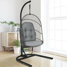Load image into Gallery viewer, Hanging Wicker Egg Chair with Stand -Gray