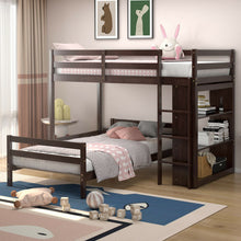 Load image into Gallery viewer, Twin Over Twin Loft Bunk Bed with Bookcase-Dark Brown