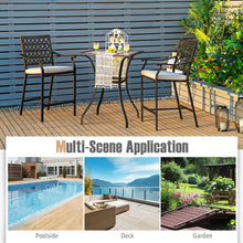 Load image into Gallery viewer, 3 Pieces Patio Bar Set with 2 Bar Stools and 1 Square Table