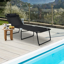 Load image into Gallery viewer, 4 Position Folding Lounge Chaise with Adjustable Backrest and Footrest-Black