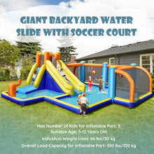 Load image into Gallery viewer, Giant Soccer-Themed Inflatable Water Slide with 735W Blower