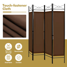 Load image into Gallery viewer, 6 Feet 4-Panel Folding Freestanding Room Divider-Brown