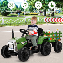 Load image into Gallery viewer, 12V Ride on Tractor with 3-Gear-Shift Ground Loader for Kids 3+ Years Old-Dark Green