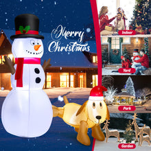 Load image into Gallery viewer, 6 Feet Tall Inflatable Snowman and Dog Set Christmas Decoration with LED Lights