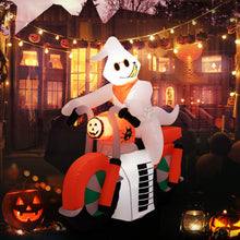 Load image into Gallery viewer, 5 Feet Halloween Inflatable Ghost Riding on Motor Bike with LED Lights